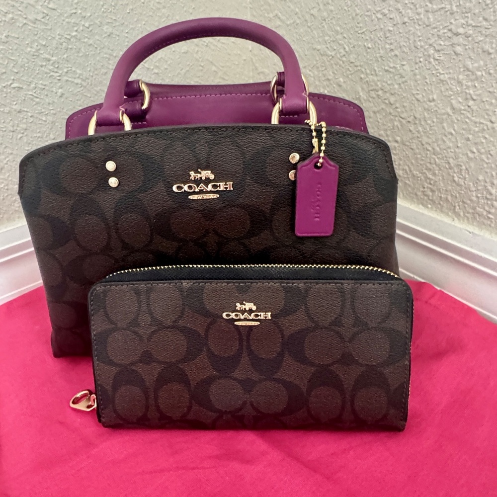 AUTHENTIC Coach Mini Lillie Carryall with Signature Wallet